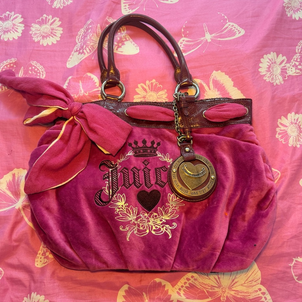Juicy Couture Fuchsia Velvet Shoulder Bag